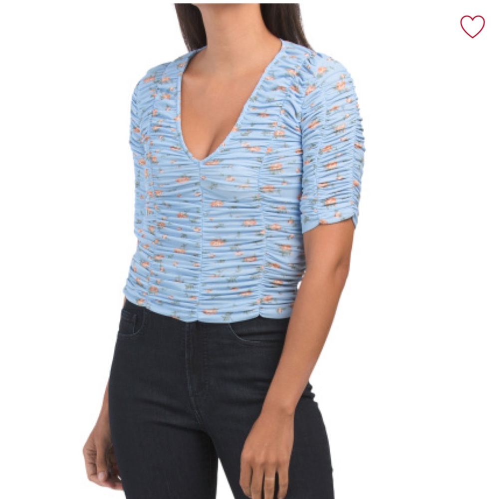ZARA women’s top Size M printed details color blue